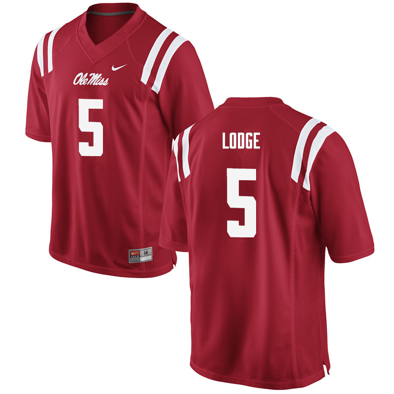 Men Ole Miss Rebels #5 DaMarkus Lodge College Football Jerseys-Red